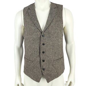 Men's Heritage Madison Wool Blend Vest Brown Tweed Waistcoat Large Paisley Linin